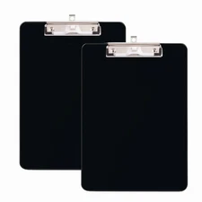 2 PCS 8.5x11 Black Plastic Clipboards with Pen Holder Standard Letter Size