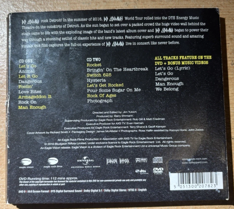 DEF LEPPARD * LIVE FROM DETROIT * 2XCD + DVD SET EAGLE EAGDV078 PLAYS GREAT - Image 2 of 4