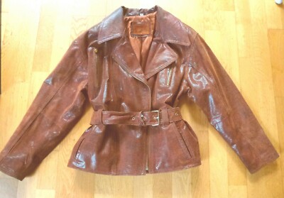 Lederjacke LEATHER SOUND rotbraun Reptilprint S