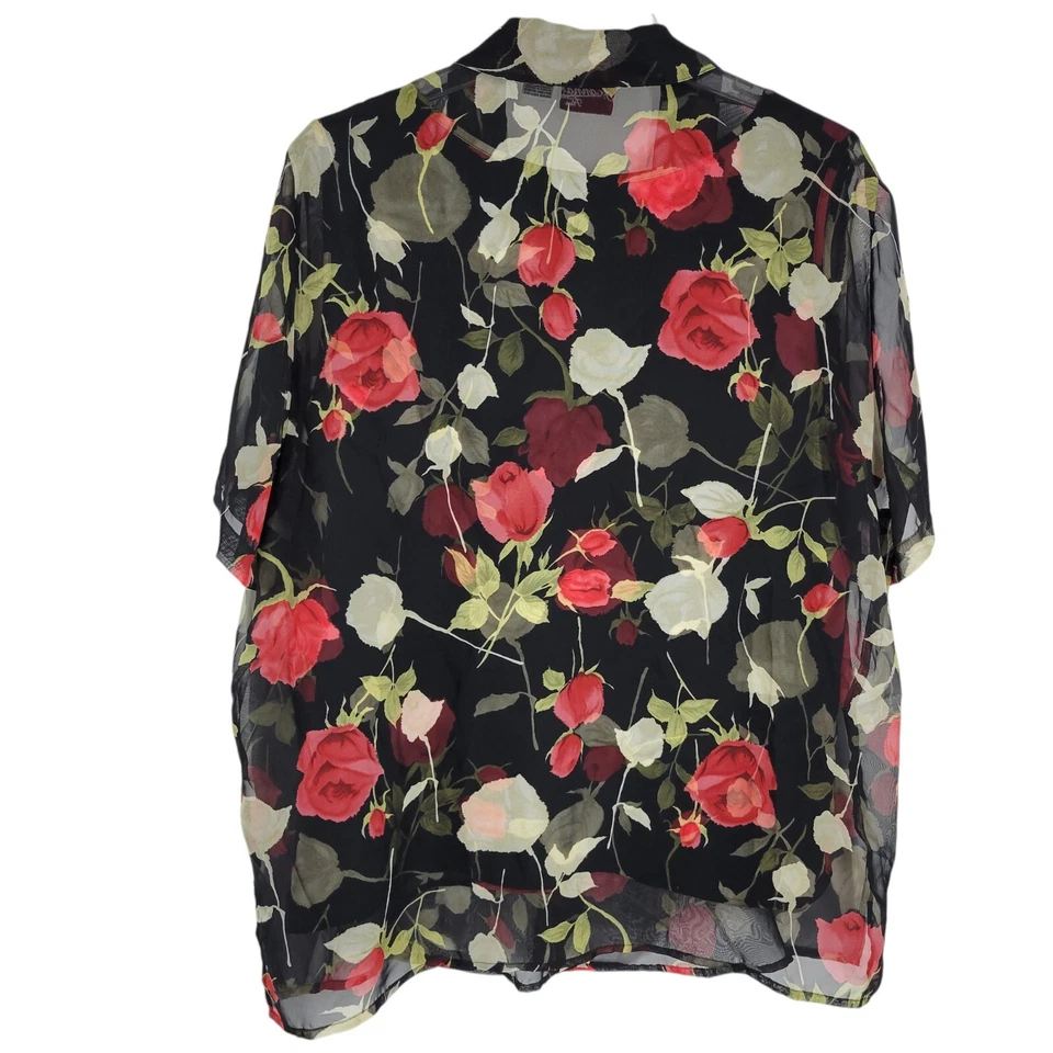 VTG Tank & Button up Sheer Floral Blouse 24W Lot of 2 Dark Cottage Fairy Grunge - Image 2 of 4