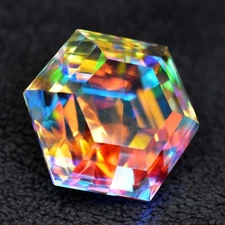 Mystic Quartz Brazilian Hexagonal Cut Rainbow Color 50.00 Ct Natural Gemstone