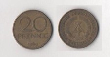 DDR M&uuml;nze 20 Pfennig 1969 Messing *DR58i