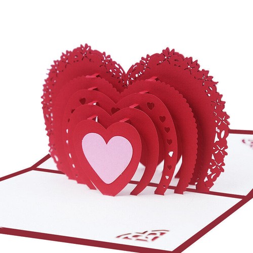 3D Pop Up Valentine's Day Heart Flower Greeting Card Girlfriend Wife Love Gift - Picture 9 of 22