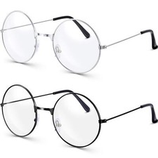 2 Pairs Round Wizard Glasses Wire Costume Glasses Accessories for Dressing Up