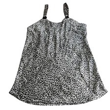 Leopard Lingerie Slip Womens Size XL Gray Leopard Pajamas Sleeveless Nightgown
