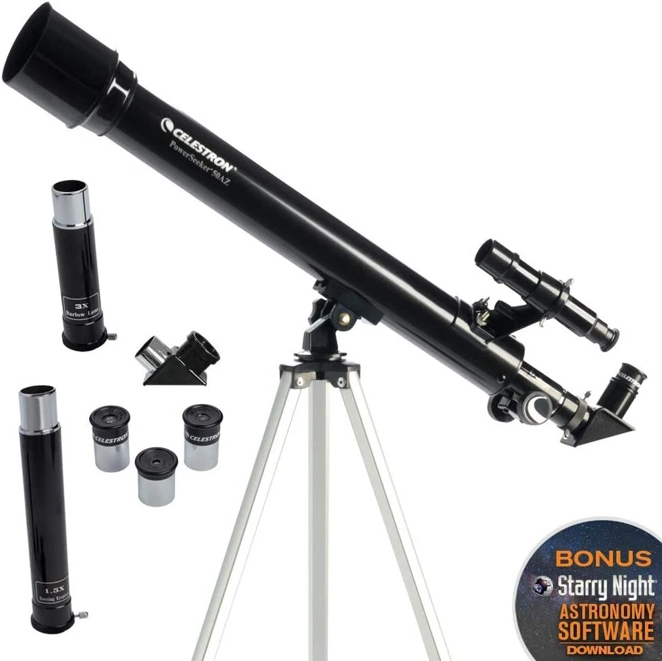 Celestron - PowerSeeker 50AZ Telescope - Manual Alt-Azimuth Telescope - Image 2 of 4