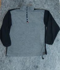 Nautica Sweater Mens XL Gray Black Colorblock Nautitech Fleece 1/4 Zip Spellout