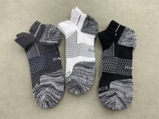 3 Pairs Bombas Honeycomb Men's Running Ankle Sock Black Gray White Size Large