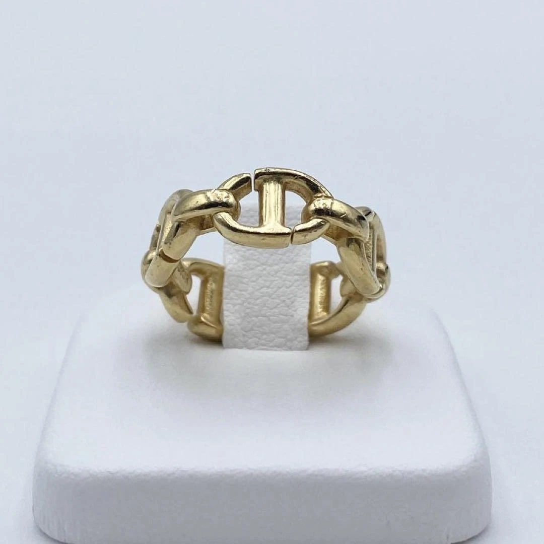 Used Christian Dior Women Ring Gold Tone CD NAVY US Ring Size 5.5