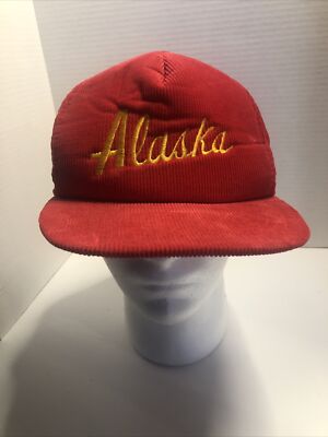 Alaska Rare Vintage Corduroy Snapback Hat Travel 80s cruise ace