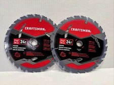 (2) Craftsman 7-1/4" 24 Carbide Teeth Framing Blade 5/8" Arbor CMAS372524