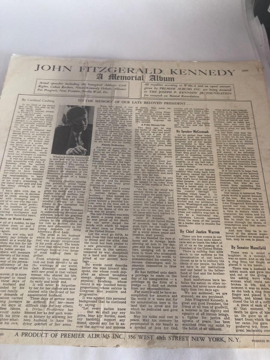 John Fitzgerald Kennedy – A Memorial Album - Vinyl LP 1963 Premier