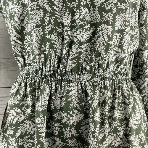 Old Navy Dress Small Green White Floral Print 100% Rayon 3/4 Sleeve Lightweight - Picture 7 of 12