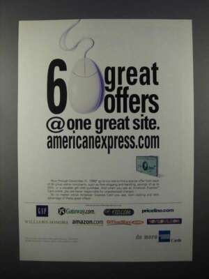 1999 American Express Credit Card Ad - 6 Offers