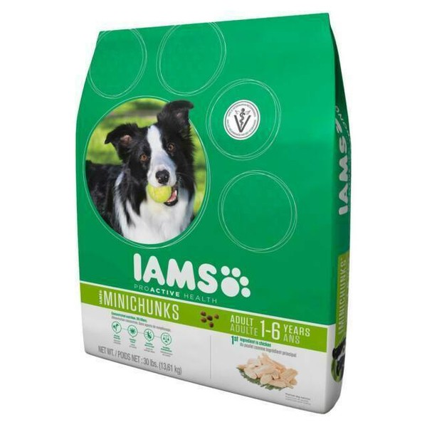 Iams 1901411108 Proactive Health Adult MiniChunks Dry Pet Dog Food 30