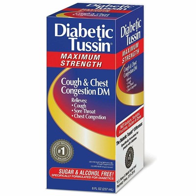 Diabetic Tussin Cough & Chest Congestion DM Liquid Maximum Strength 8 oz 7 Pack