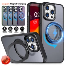 Magnetic Mag Safe Case 360° Rotatable Ring Stand For iPhone 15 Plus 14 13 12