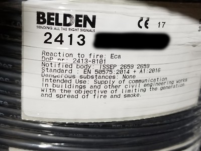 Belden 2413 23/4P Enhanced CAT6+ UTP DataTwist Network Cable Plenum Black /100ft