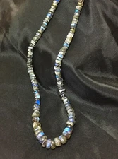 Natural Full of lite Labradorite Rondelle Handmade necklace, knotted, 18 " long