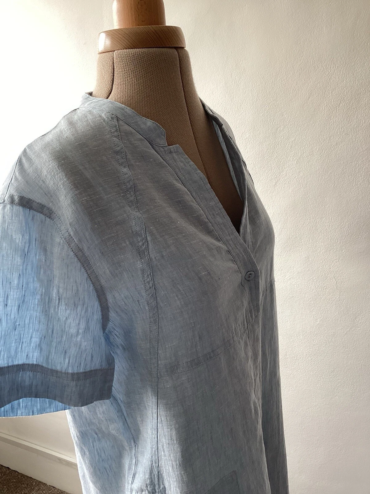 VETEMENTS Poetry Clothing Blue Button Front Long Linen Dress Size 10 (UK) (£70 off)