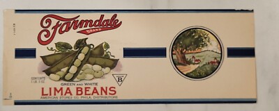 ADVERTISING Label Can Farmdale Lima Beans Philadelphia PA