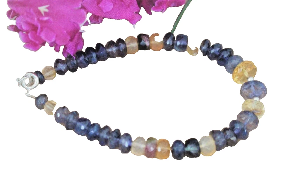 Multicolor ( Iolith-Citrin ) Edelstein Armband | 19 cm | Silber ( BIR- 26 *) - Bild 2 von 2