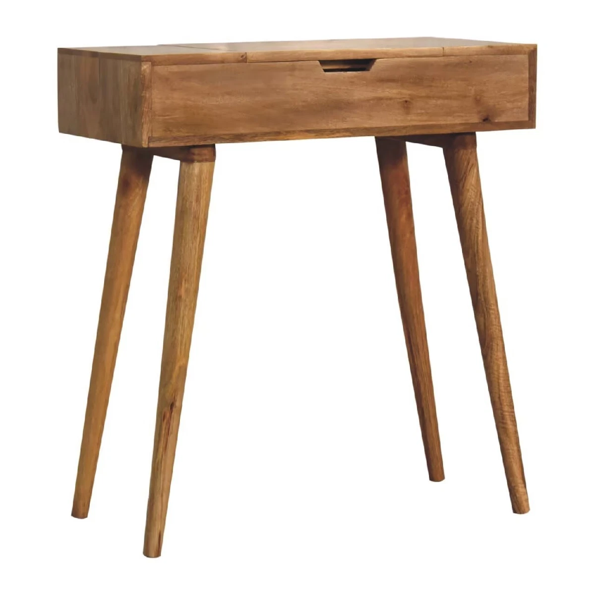 Small Vanity Table with Foldable Mirror Solid Wood Makeup Dressing