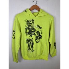 RARE Billie Eilish Small Hoodie World Tour Graphic Ghouls Neon Sweatshirt - READ