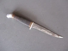 Vtg KINFOLKS Leather Washer Handle Fixed Blade Knife, Model 330 4½ inch