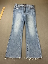 Judy Blue Jeans Juniors 15/32 Blue Medium Wash Mid Rise Wide Leg Frayed Hem