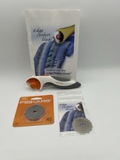 Sewing Crafts Tool Lot Fiskars Rotary Cutter & Extra Blades Edge Perfect Blade