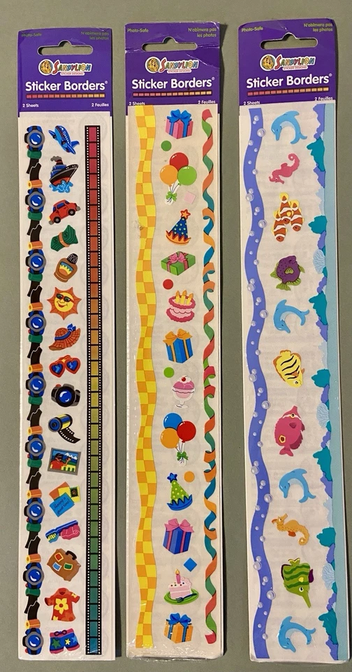 Lote de adesivos vintage Sandylion! Prismático, difuso, cromecote, epóxi, bordas - Imagem 2 de 4