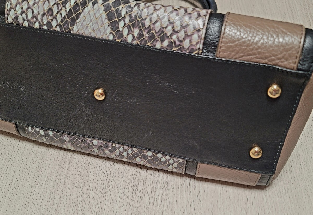 FURLA handbag python Embossed leather white black - image 6