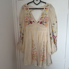 Gorgeous ASOS Design Embroidered Floral Boho Long Balloon Sleeve Dress Size 10