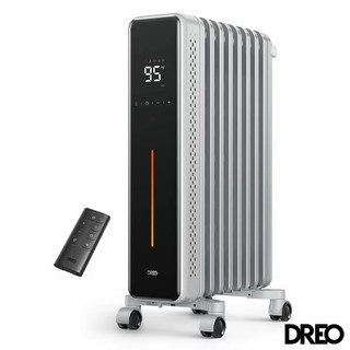 Dreo OH621 Oil Filled 1500W Radiator in Silver, LED Display, Remote, Child Lock