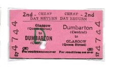 1987 Dumbarton Ctrl - Glasgow Queen St 2nd Cl Ch Day Rt Railway Ticket BR BRB(H)