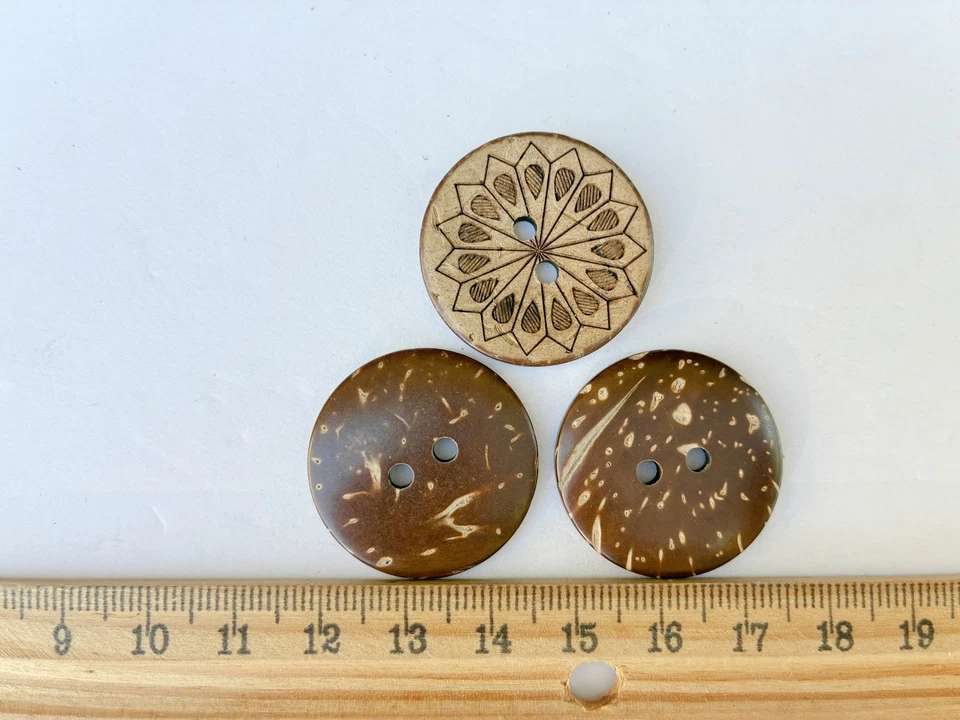 30PC Brown Coconut Shell Buttons 2 Hole Scrapbooking Sewing Buttons 28mm (1-1/8 - Image 2 of 2