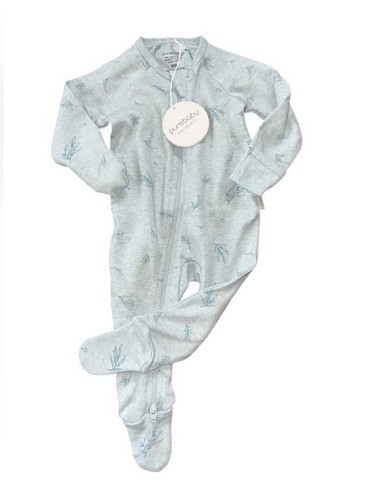 Purebaby Essentials Organic Cotton Zip Up Growsuit Zipper Size 0-3 Months