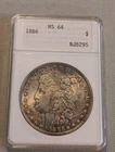 1886 Morgan Silver Dollar Graded MS-64 by ANACS in an Old Soap Box Holder