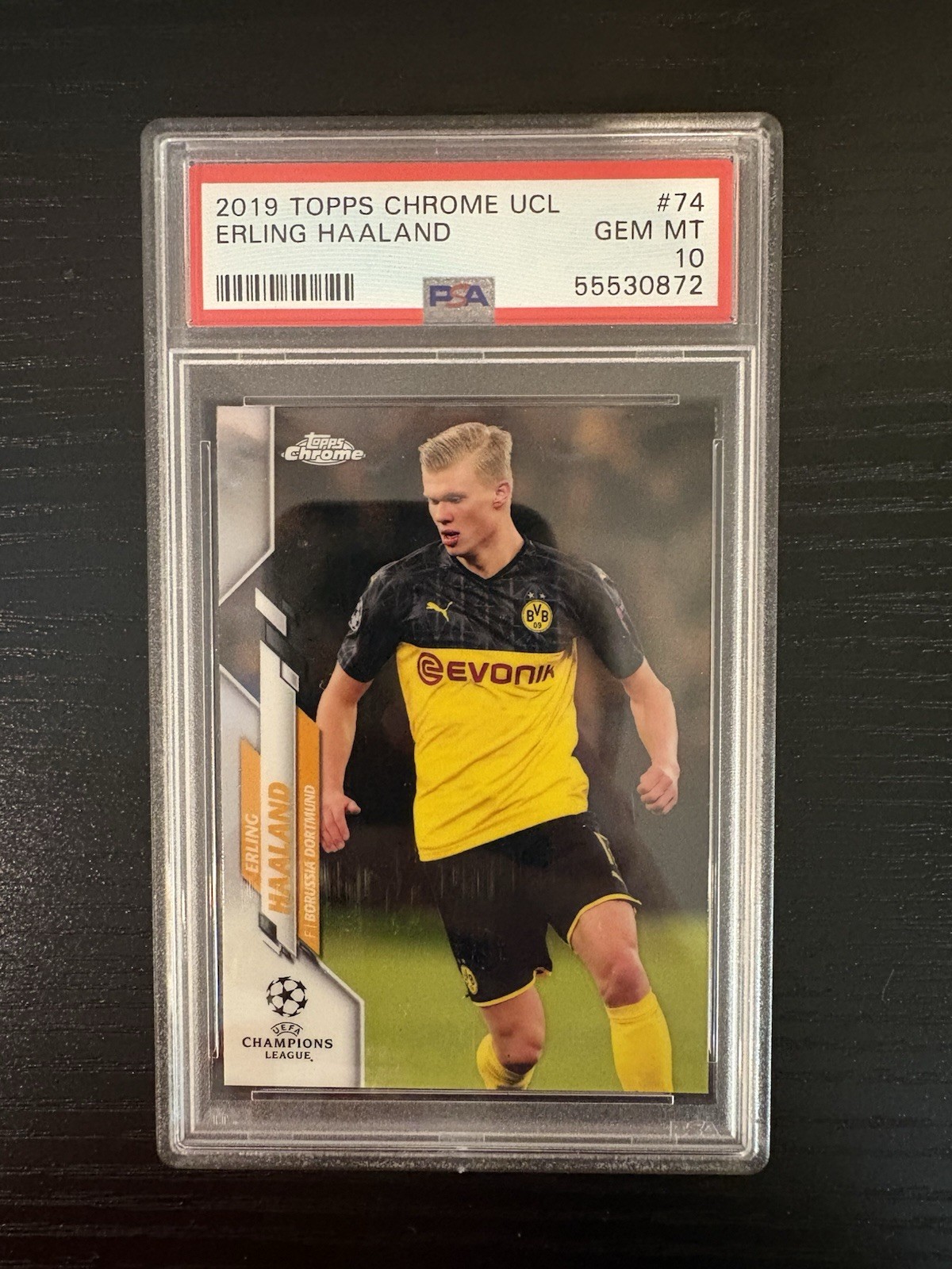 2019-20 Topps Chrome UCL Soccer #74 Erling Haaland RC Rookie PSA 10 GEM MINT