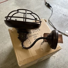 Franklin Iron Works Park 9" High Bronze Metal Cage Outdoor Wall Light Industrial
