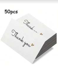 Thank You Cards White Weddings Birthdays Buisness Pack Of 50 