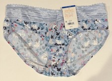 Womens XL / 8 Warners Hipster Panties Mid Waist Light Blue Floral 1 Pair - NWT