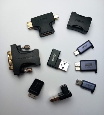 HDMI USB A B C Micro Mini 2.0 3.0 3.2 Adapter Extender Connector DVI Lighting