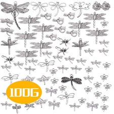 100g About 50-80pcs Antique Silver Dragonfly Charms Tibetan Insect Charms Pend