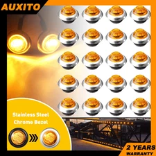 Truck Trailer 20X Chrome Amber Marker Light 3/4" LED Round Clearance Side Lights