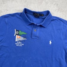 Polo Ralph Lauren PRL Shirt Men Size Large Yacht Club 1st Class Blue Polo Preppy