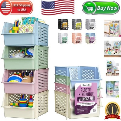 TidyFriend 4-Pack Stackable 10kg Storage Bins - Perfect for Kitchen & Pantry