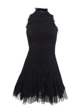 Betsy & Adam Women's High-Neck Lace A-Line Dress (2, Black/Black)