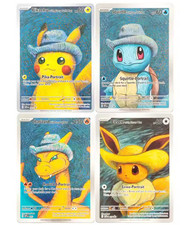 Pokemon x Pikachu x Charizard x Squirtle x Eevee x Van Gogh mit grauem Filzhut